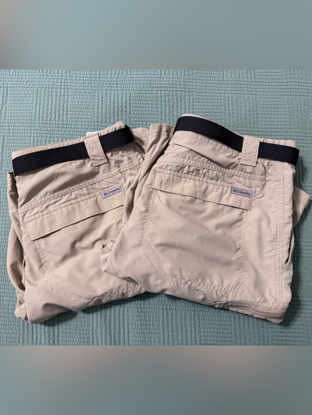 Columbia Tan Outdoor Pants with Black Webbing Belt - Bundle of 2
